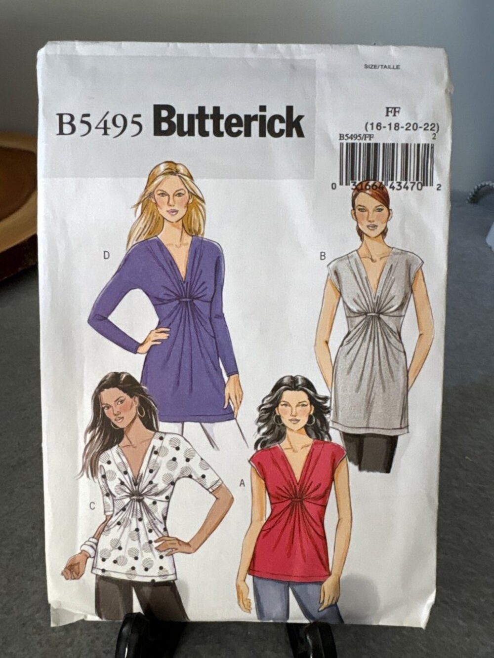 Butterick B5495 Sewing Pattern Top Size 16 18 20 22 Uncut 2010